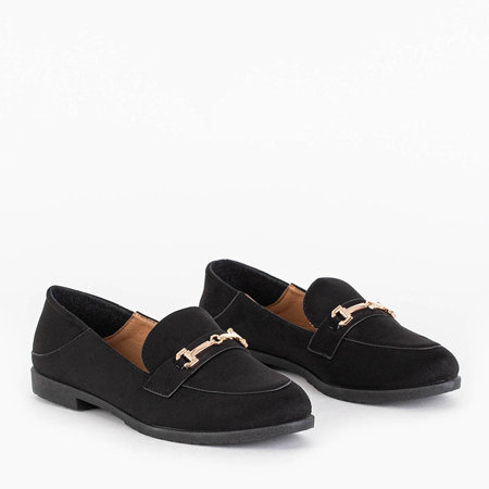 Women's black eco-suede moccasins with Lemik decoration - Shoes