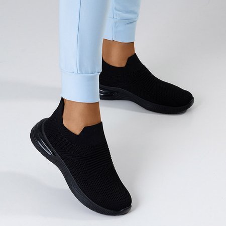 Women's black striped woven sneakers Laria - Footwear