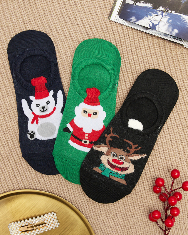 Women's colorful feet with Christmas print 3/pack - Underwear