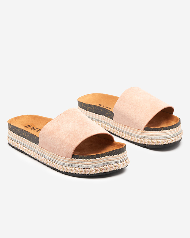 Women's eco suede pink sandals Kiccori- Footwear