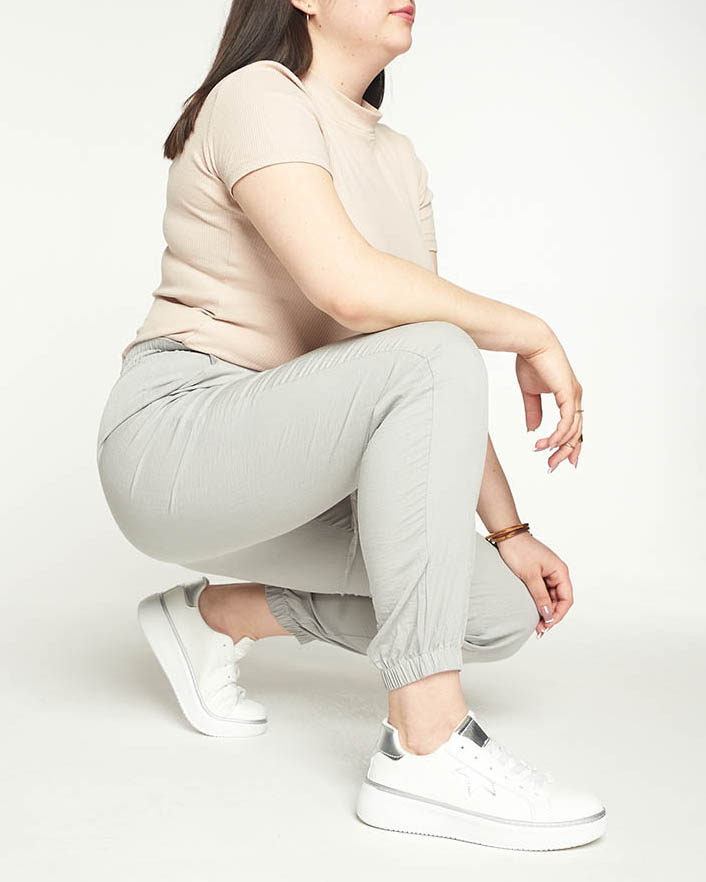 Women's gray fabric joggers PLUS SIZE - Clothing