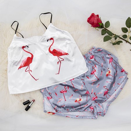Women's gray flamingo pajamas - Clothing