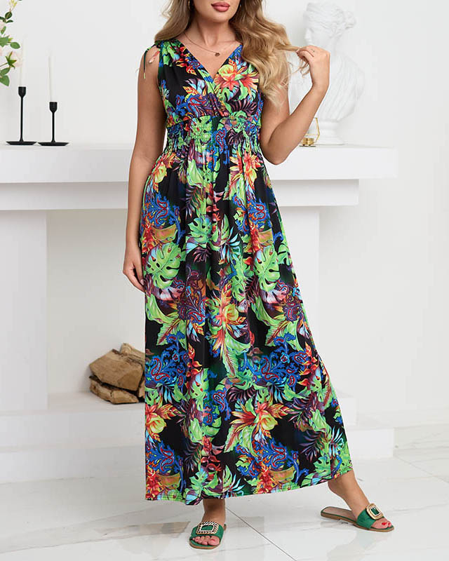 Women's green floral maxi dress - Clothing