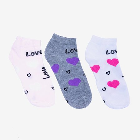Women's multicolored heart-shaped feet 3 / pack - Socks