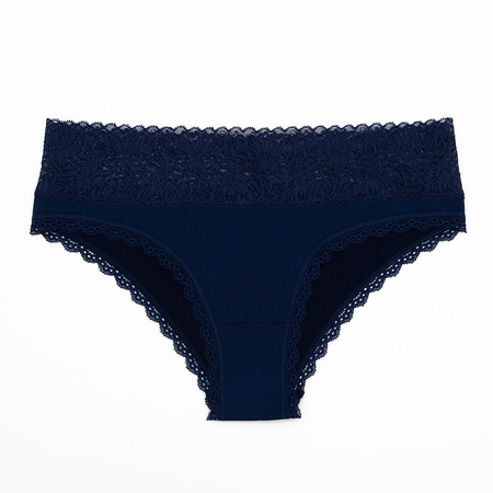 Women's navy blue panties with an openwork finish - Underwear