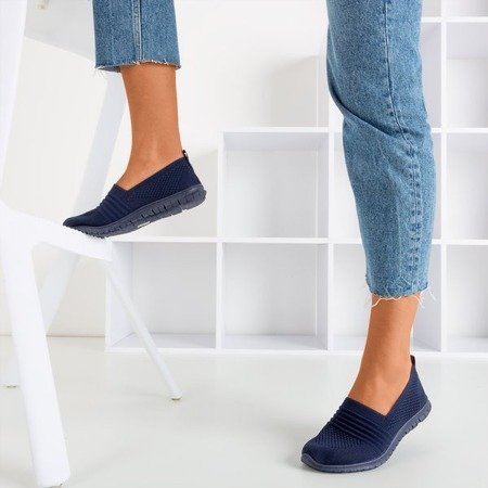 Women's navy blue slip-on sneakers Colorful - Footwear