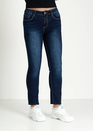 Women's navy blue straight-leg jeans - Clothing