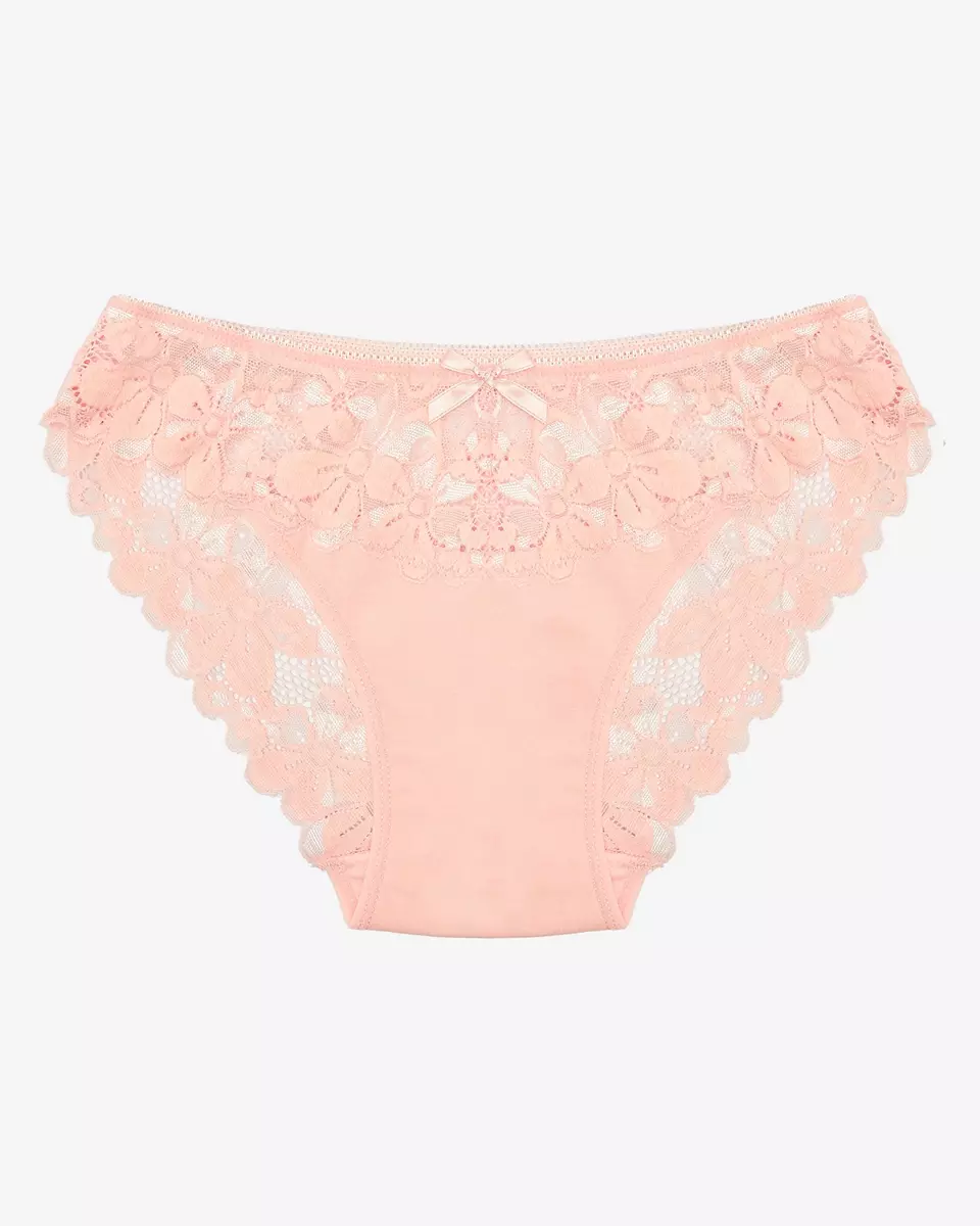 Women's panties with lace in light pink- Underwear