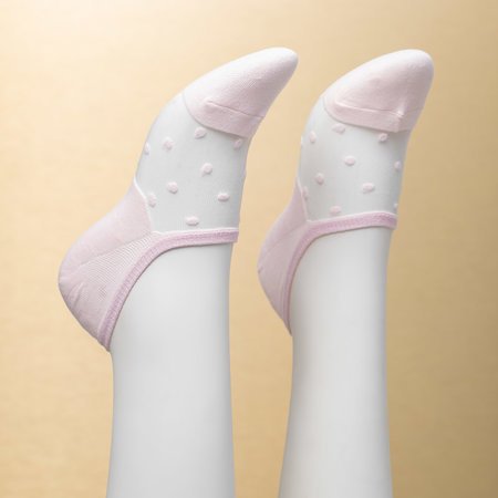 Women's pink polka dot ankle socks - Socks