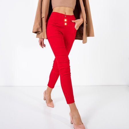 Women's red buttoned treggings - Trousers