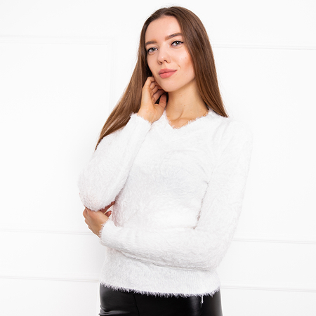 Women's white fur sweater - Clothing