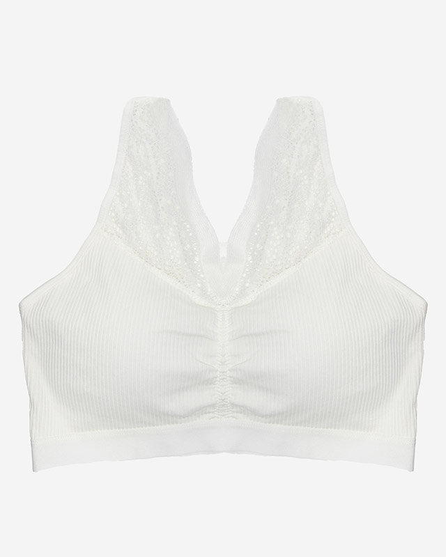 Women's white sports bra with lace - Underwear