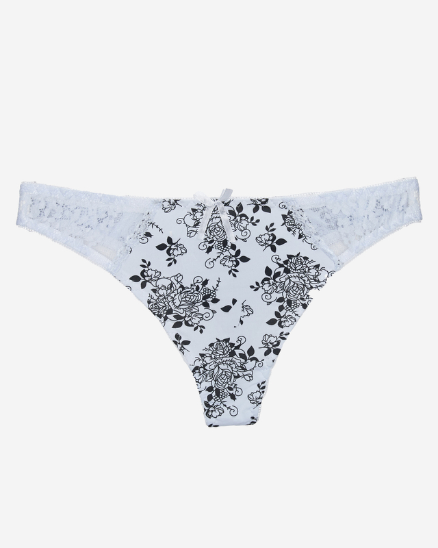 Women's white thong with print - Underwear