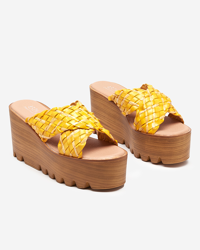 Yellow women's wedge sandals Balbanina - Shoes