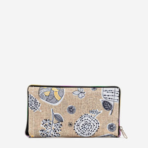 Beige, floral folded shopper bag - Accessories