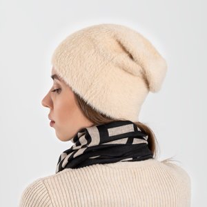 Beige fur hat for women with cubic zirconia - Accessories