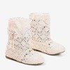 Beige lace baby slippers with bow Anita - Footwear