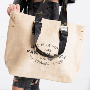 Beige large women's shopper bag - Accessories