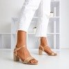 Beige sandals on a higher post decorated with Tina cubic zirconia - Footwear 1