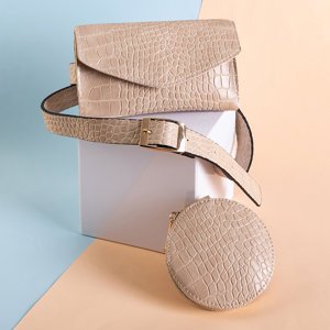 Beige two-piece waist bag a'la snakeskin - Handbags