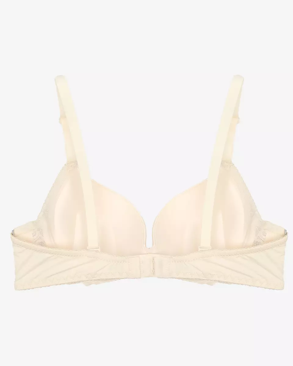 Beige women's bra decorated with lace - Lingerie