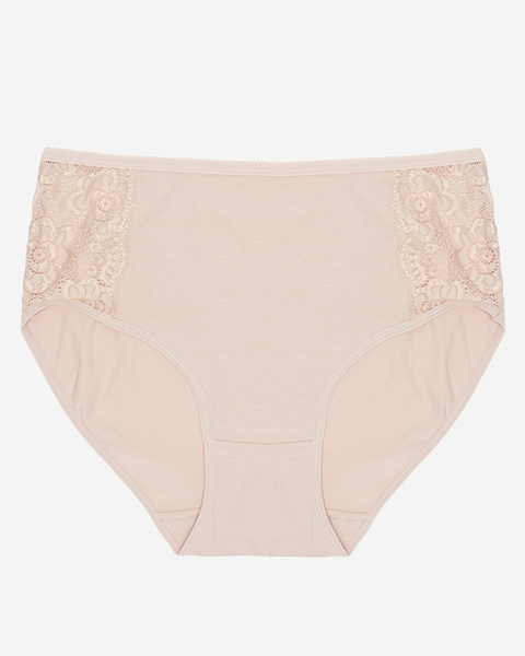 Beige women's cotton panties with lace PLUS SIZE - Underwear