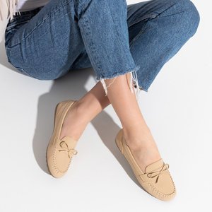 Beige women's moccasins with a Letisa bow - Footwear