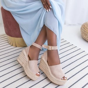 Beige women's platform sandals Budwa - Footwear