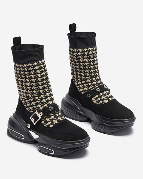 Black and beige women's sports boots with an upper a'la sock Folden- Footwear