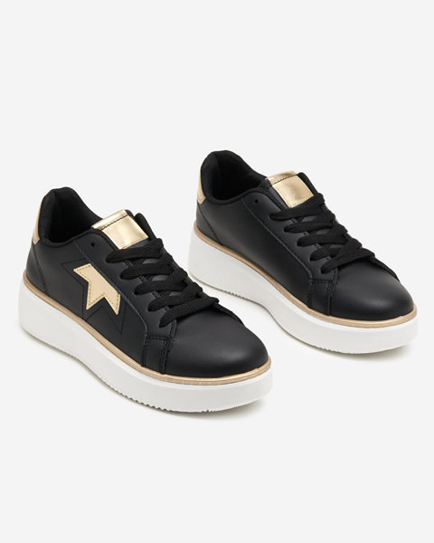 Black and gold Taqeva women's sports shoes - Footwear