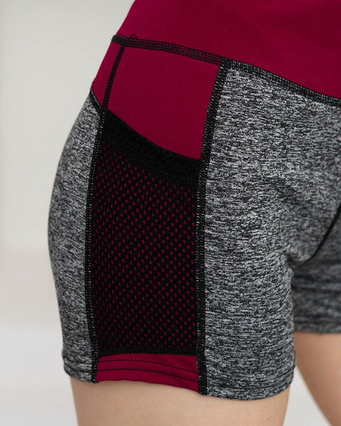 Black and maroon short shorts with mesh- Clothing