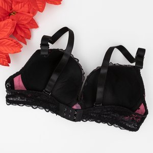 Black and pink padded bra with lace - Underwear