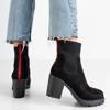 Black ankle boots with a fabric upper Lamia - Shoes