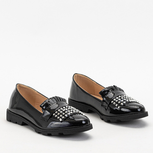 Black lacquered moccasins with rhinestones Fanreso - Footwear