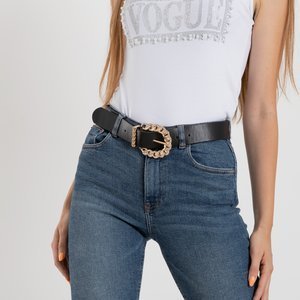 Black ladies belt with a gold buckle - Accessories