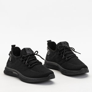 Black slip-on men's athletic shoes with lacing Jerik - Footwear
