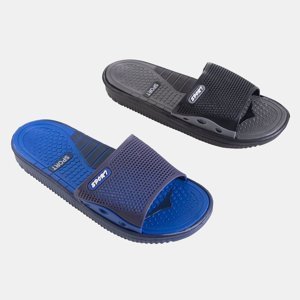 Black slippers with a gray element for men Smorty - Footwear