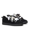 Black sneakers with decorative ribbon Cindy - Footwear