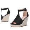 Black wedge sandals with openwork Fastina finish - Footwear 1
