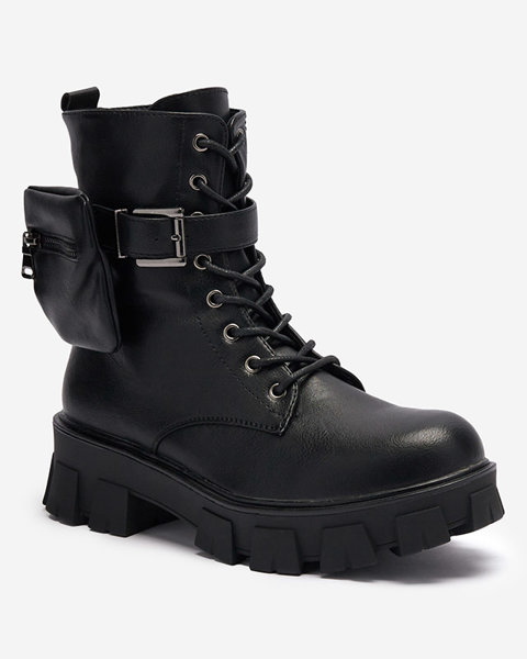 Black women's bagger boots with pouch Feffle- Footwear