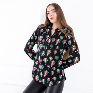 Black women's blouse with a pattern - Clothing