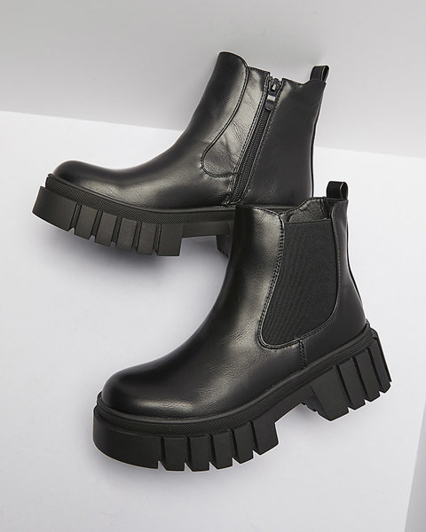 Black women's boots on a thicker sole Olilno- Footwear