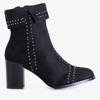 Black women's boots on the post decorated with Luzzena jets - Footwear