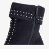 Black women's boots on the post decorated with Luzzena jets - Footwear