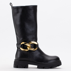 Black women's boots with chain Helari - Footwear