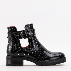 Black women's boots with cut-outs Tylousi - Footwear