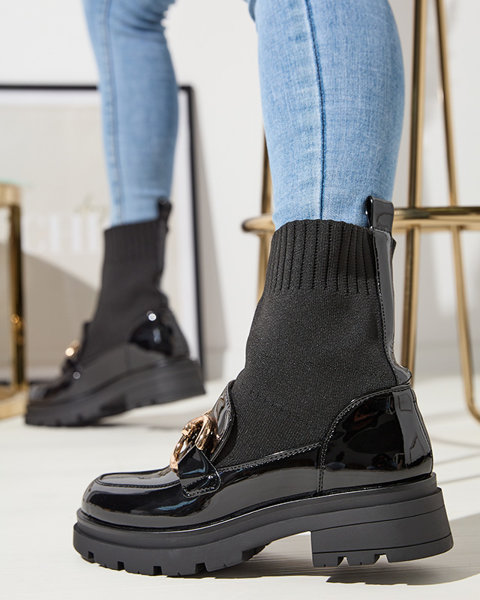 Black women's boots with sock Accioi- Footwear
