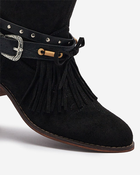 Black women's cowboy boots with Clarosai embellishments - Footwear