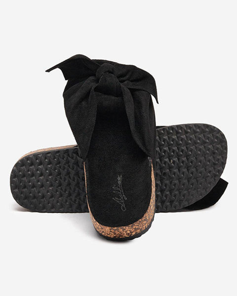 Black women's eco-suede flip-flops with bow Xeria - Footwear