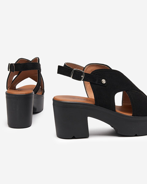Black women's eco suede sandals on the post Mihele - Footwear
